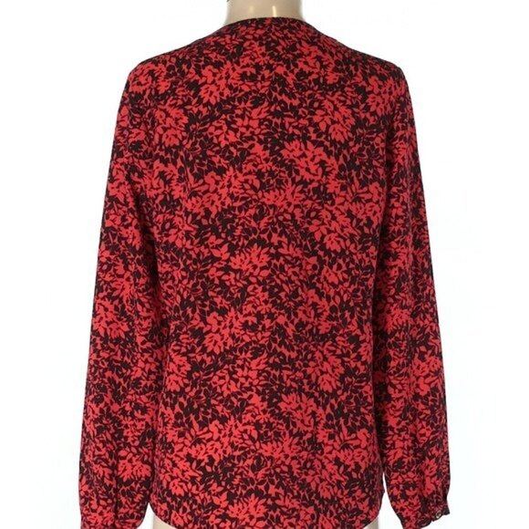 *2/$25* MICHAEL Michael Kors Womens Red Black Print Blouse XS - Picture 3 of 6